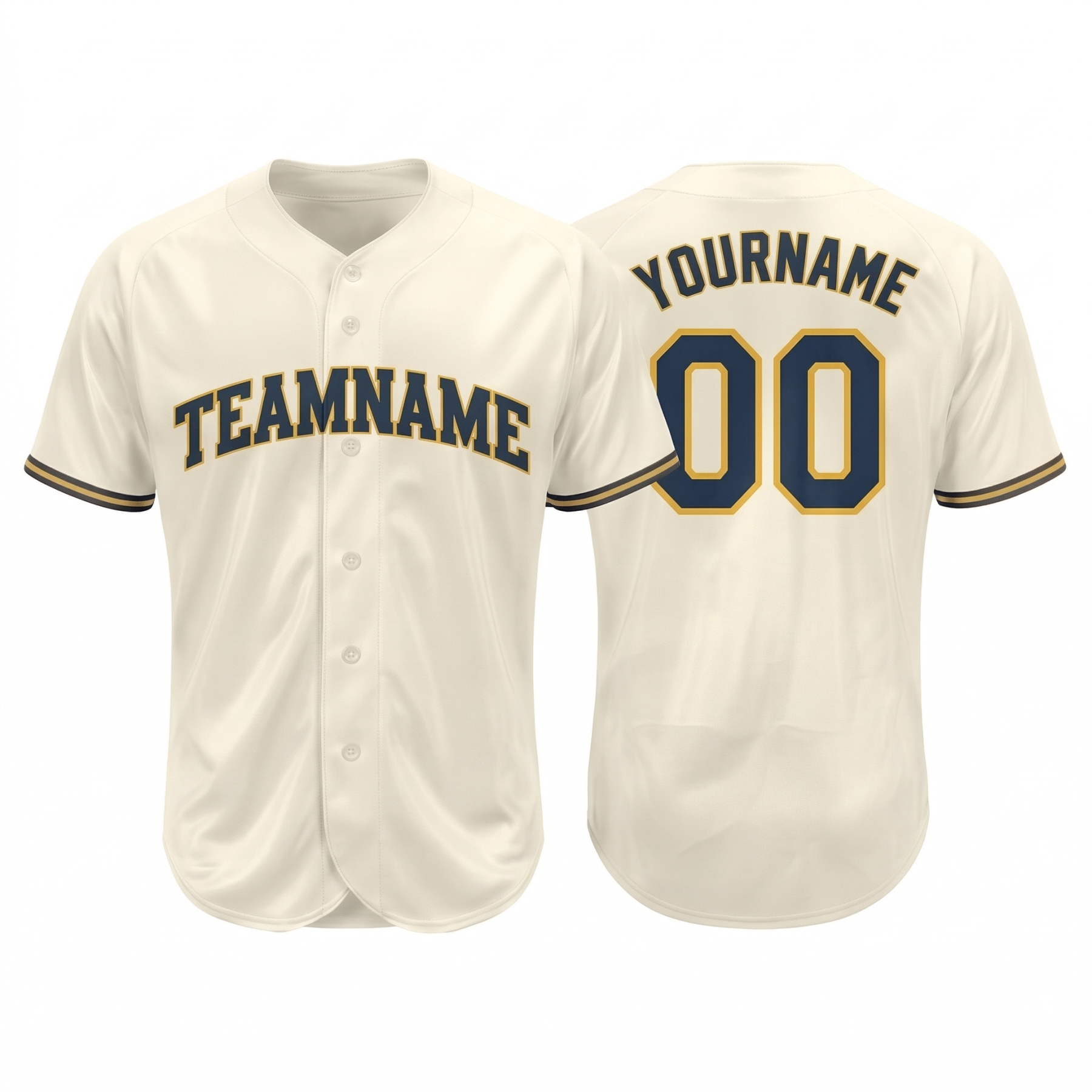 Custom Cream & Navy/Yellow Classic Fashion Baseball Jersey