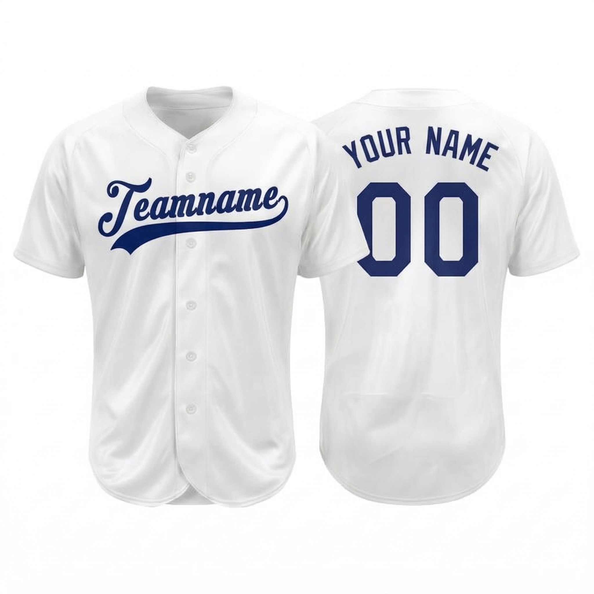 Custom White & Royal Classic Fashion Baseball Jersey