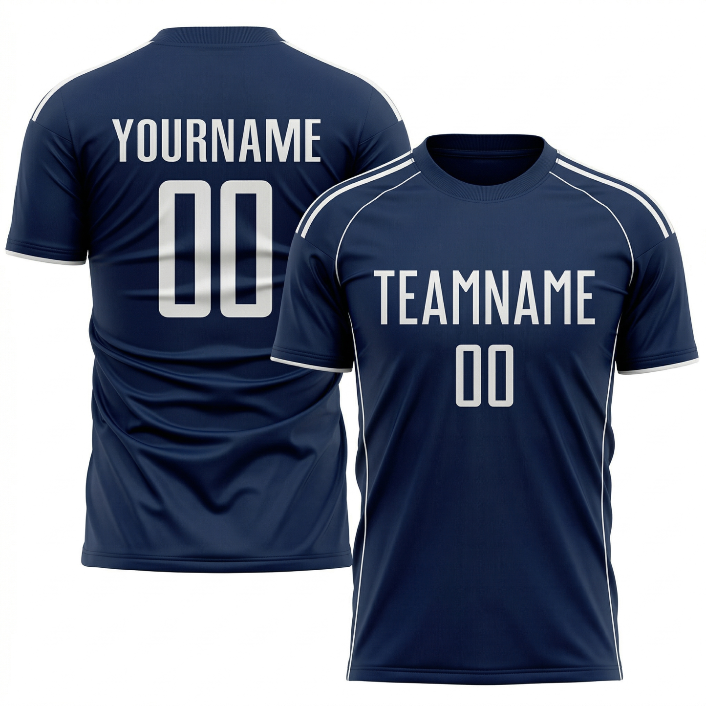 Custom Navy Blue & White Custom Soccer Jersey