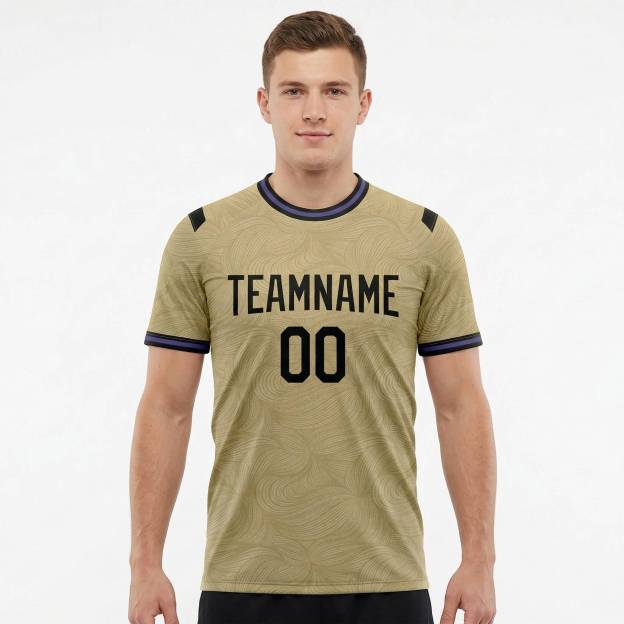 Custom Beige & Black Custom Soccer Jersey