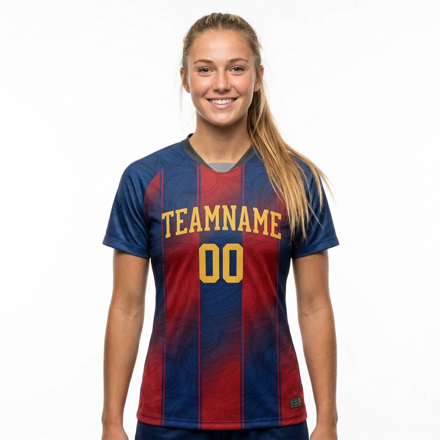 Custom Navy & Red/Gold Custom Soccer Jersey