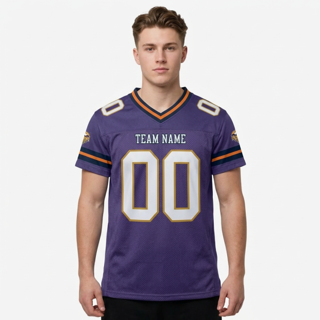 Custom Purple & White/Orange Football Jersey