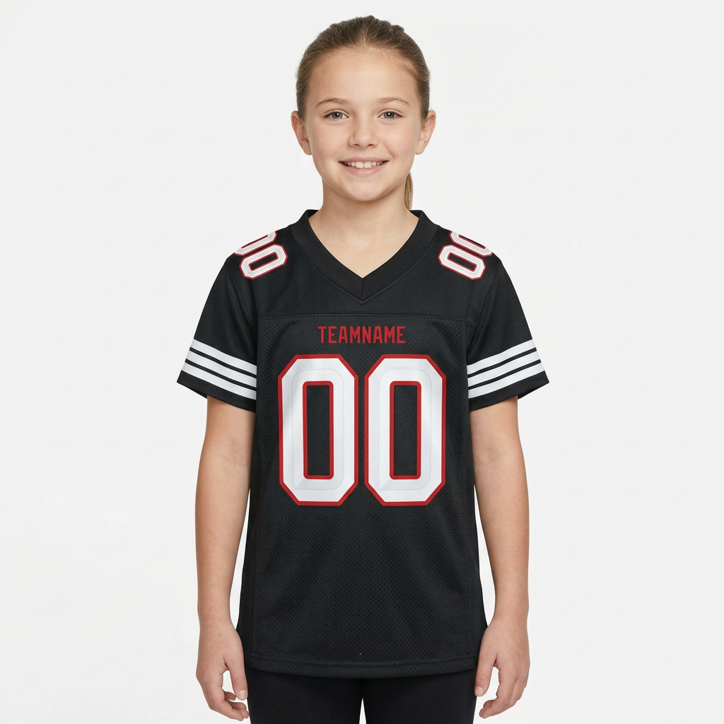Custom Black & White/Red Football Jersey