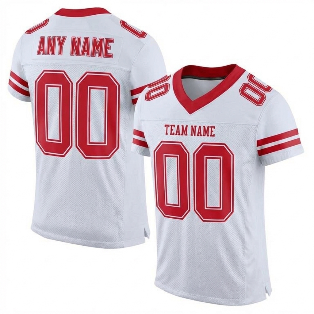 Custom White & Red Football Jersey