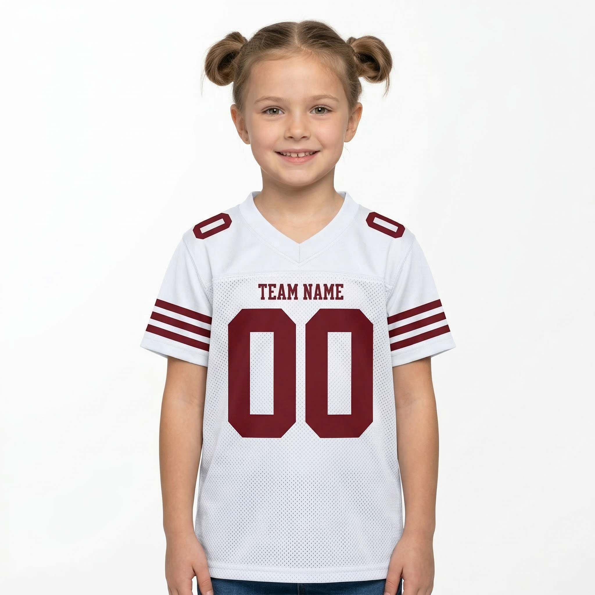 Custom White & Red Football Jersey