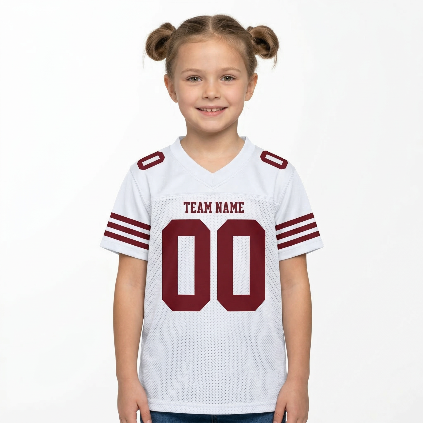 Custom White & Red Football Jersey