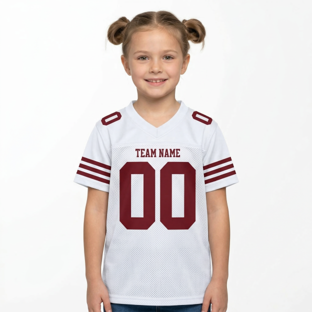 Custom White & Red Football Jersey