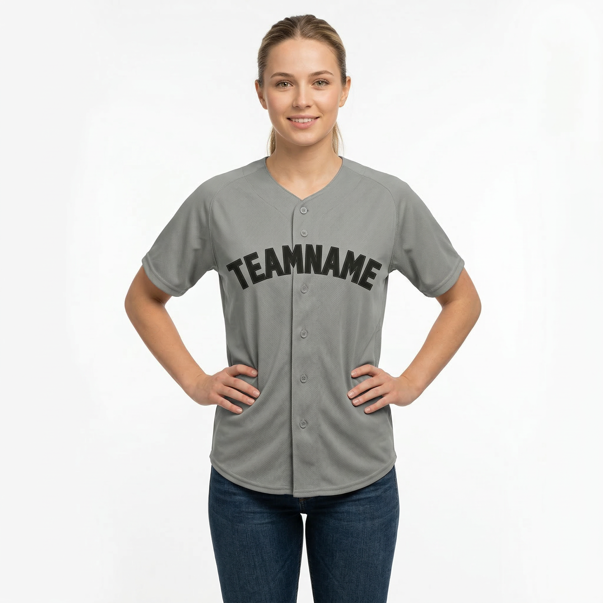 Custom Grey & Navy Blue Classic Fashion Baseball Jersey