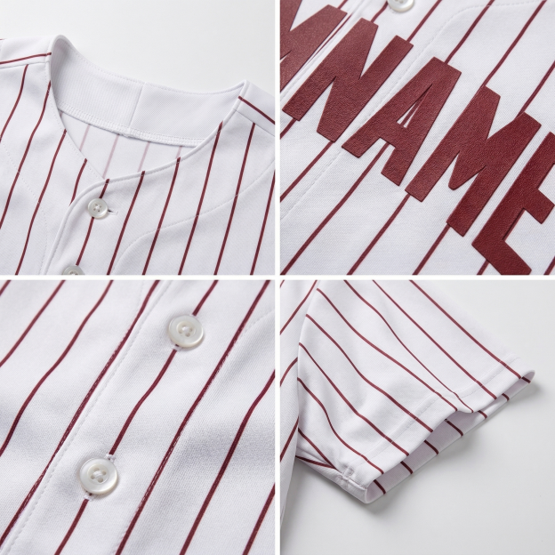 Custom White & Red Pinstripes Classic Fashion Baseball Jersey