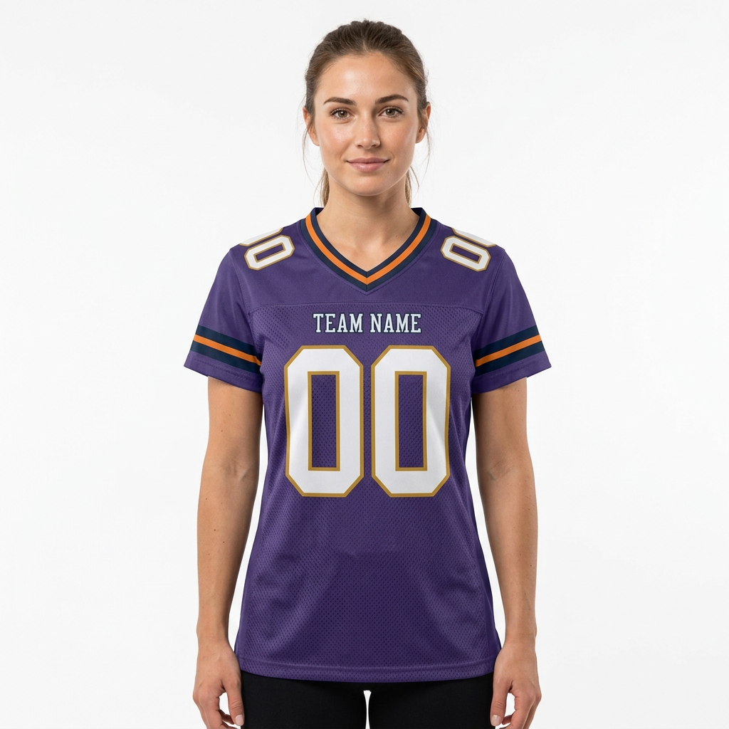 Custom Purple & White/Orange Football Jersey