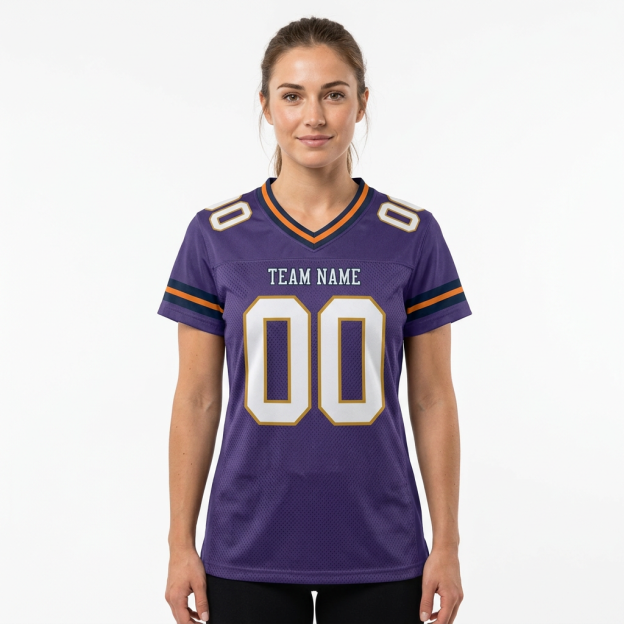 Custom Purple & White/Orange Football Jersey