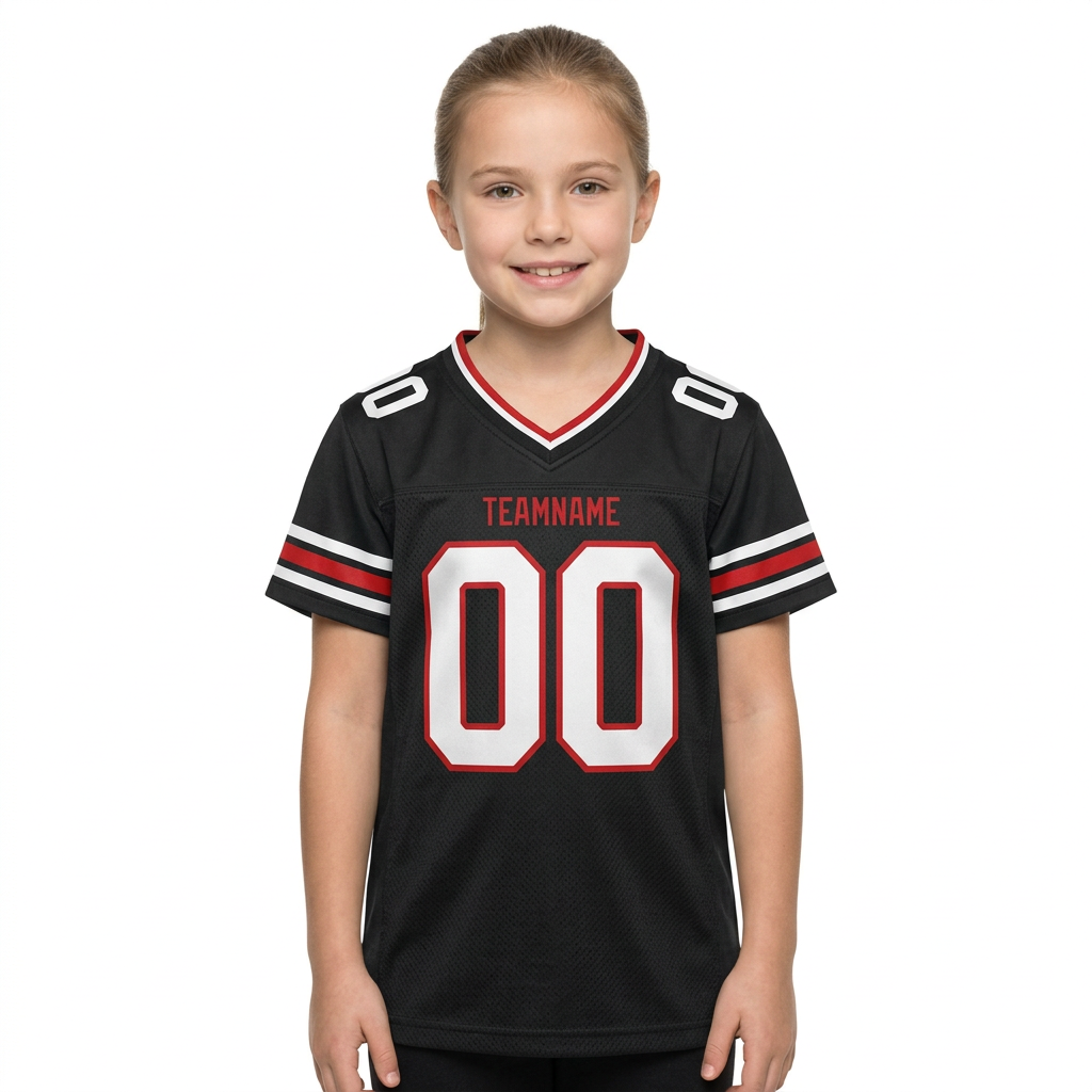 Custom Black & White/Red Football Jersey