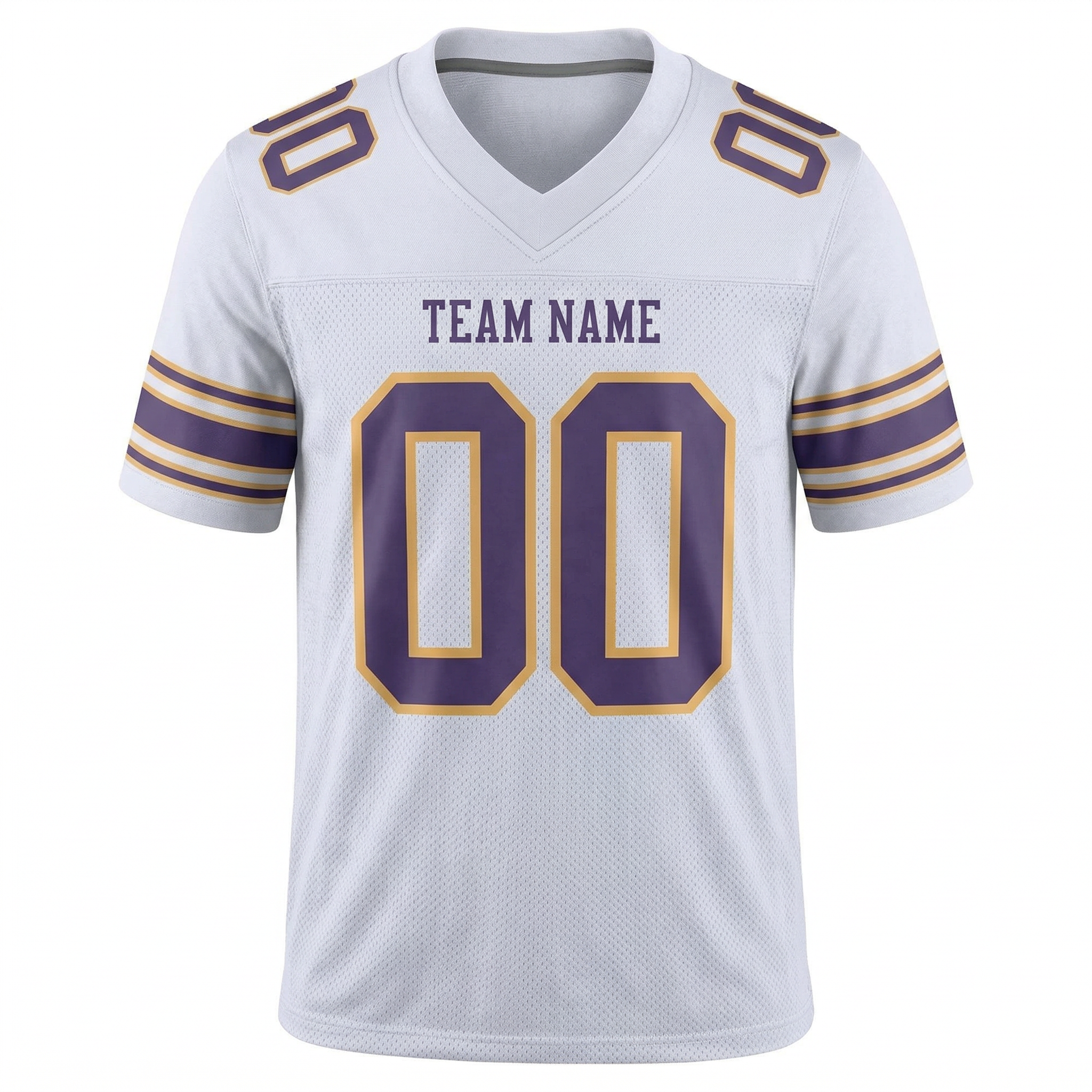 Custom White & Purple/Gold Football Jersey