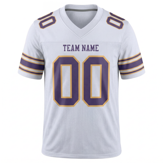 Custom White & Purple/Gold Football Jersey