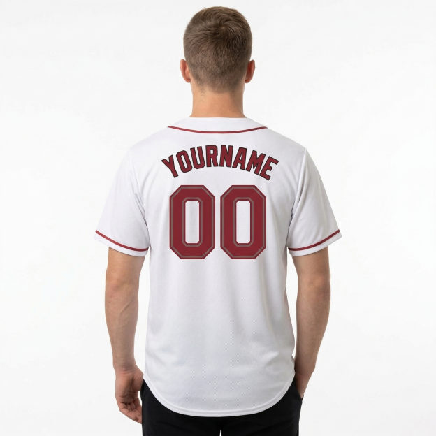 Custom White & Red/Black Classic Fashion Baseball Jersey