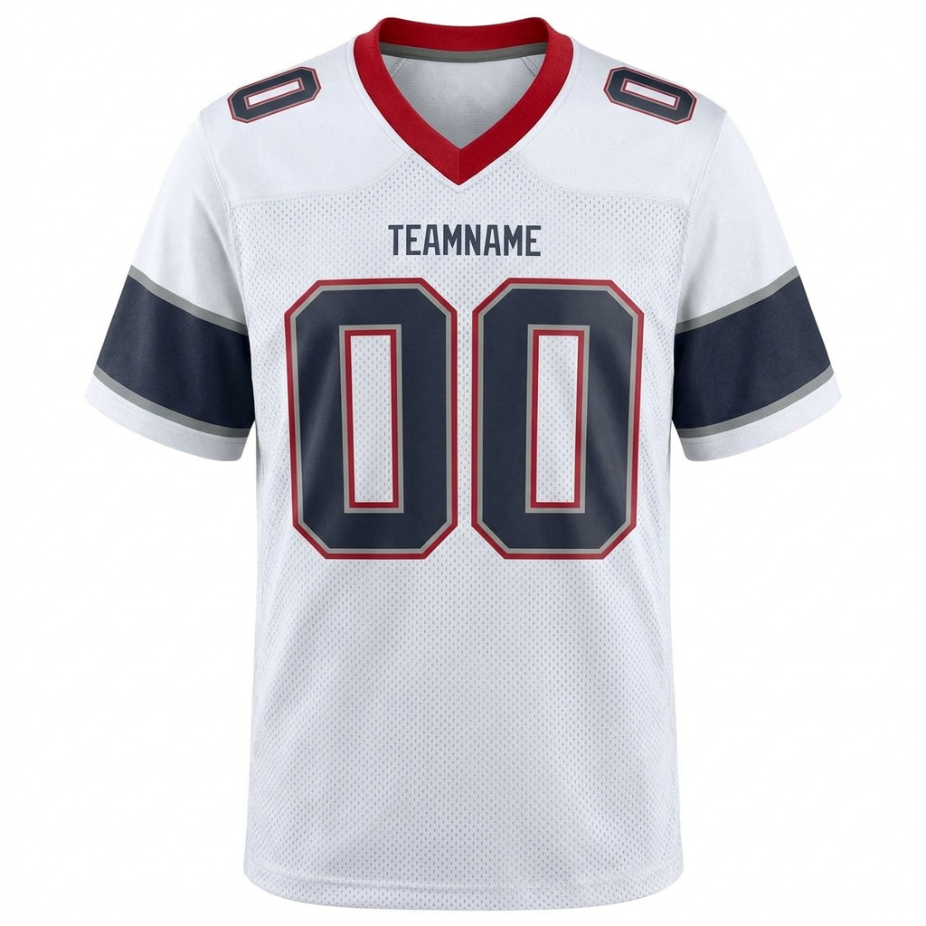 Custom White & Navy/Grey-Red Football Jersey