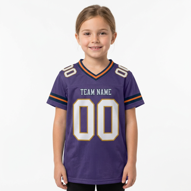 Custom Purple & White/Orange Football Jersey