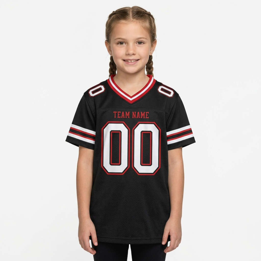 Custom Black & White/Red Football Jersey