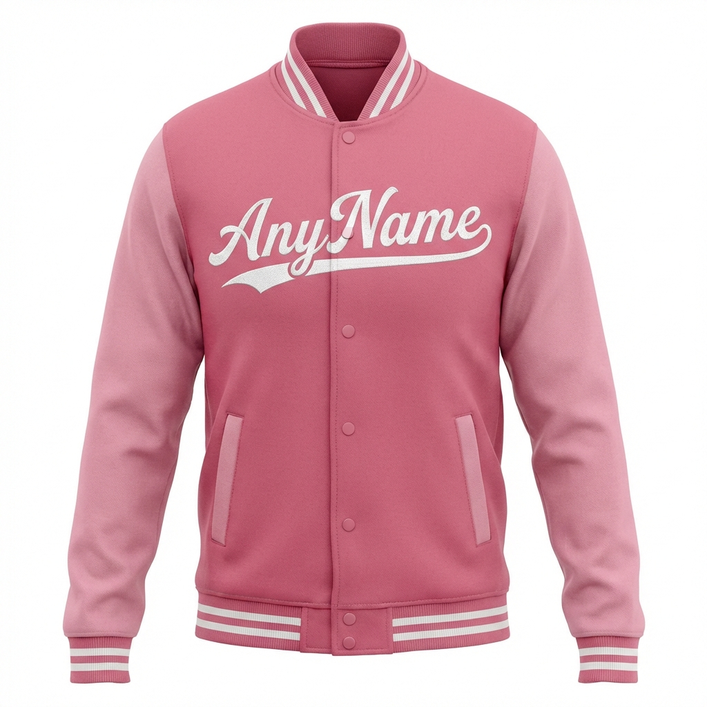 Custom Pink & White Raglan Sleeves Full-Snap Fleece Jacket