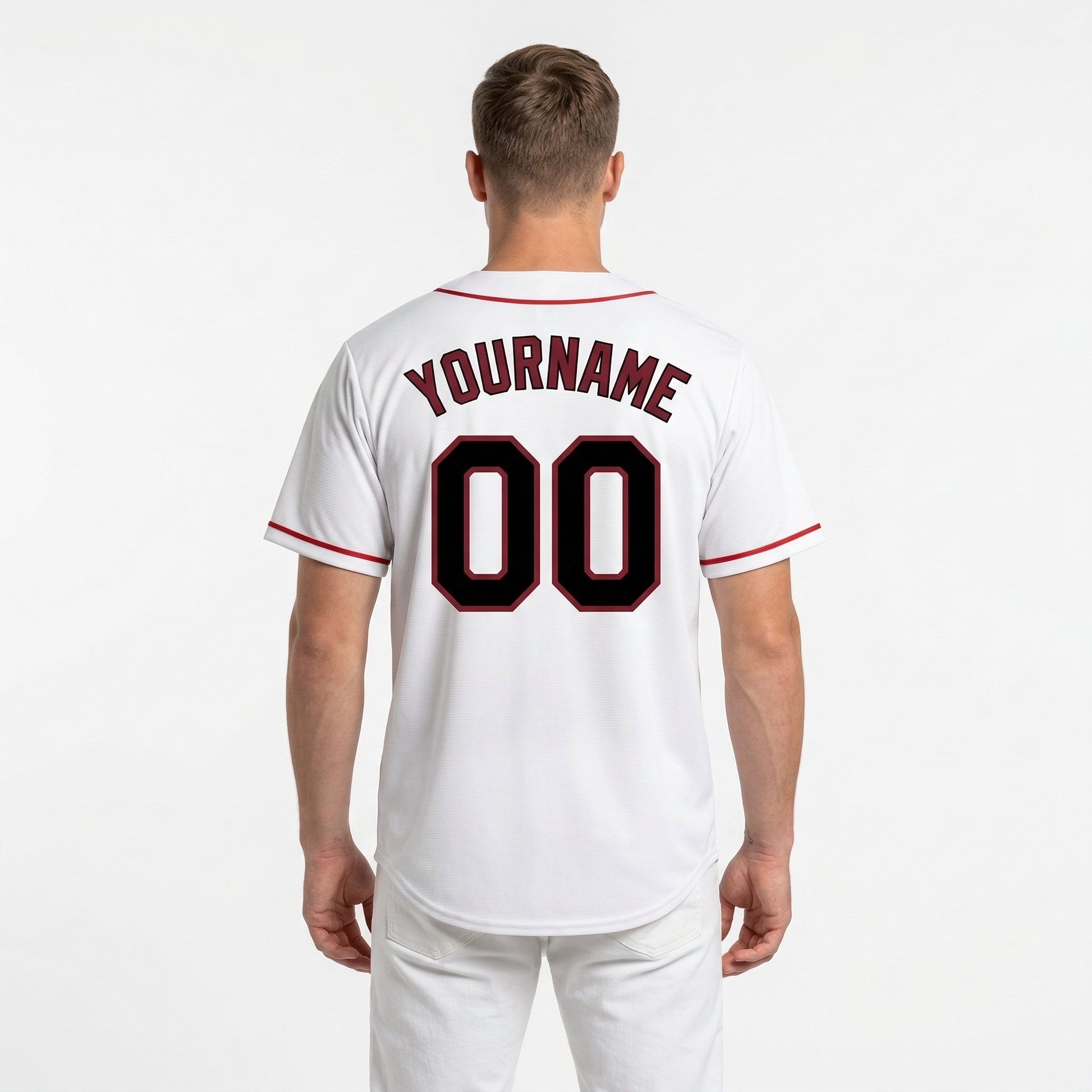 Custom White & Red/Black Classic Fashion Baseball Jersey
