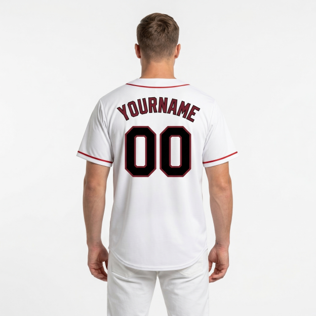 Custom White & Red/Black Classic Fashion Baseball Jersey