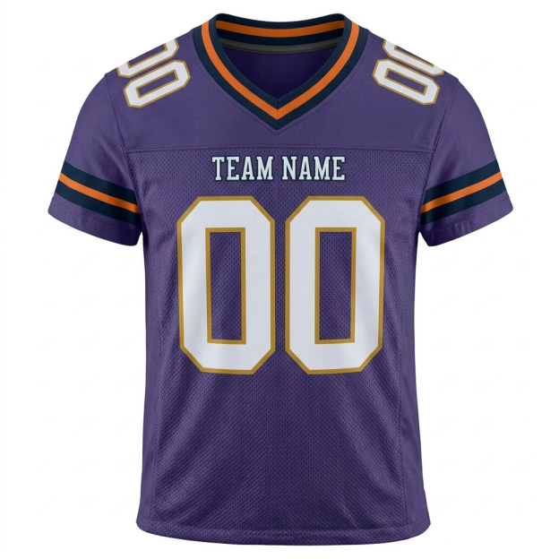 Custom Purple & White/Orange Football Jersey