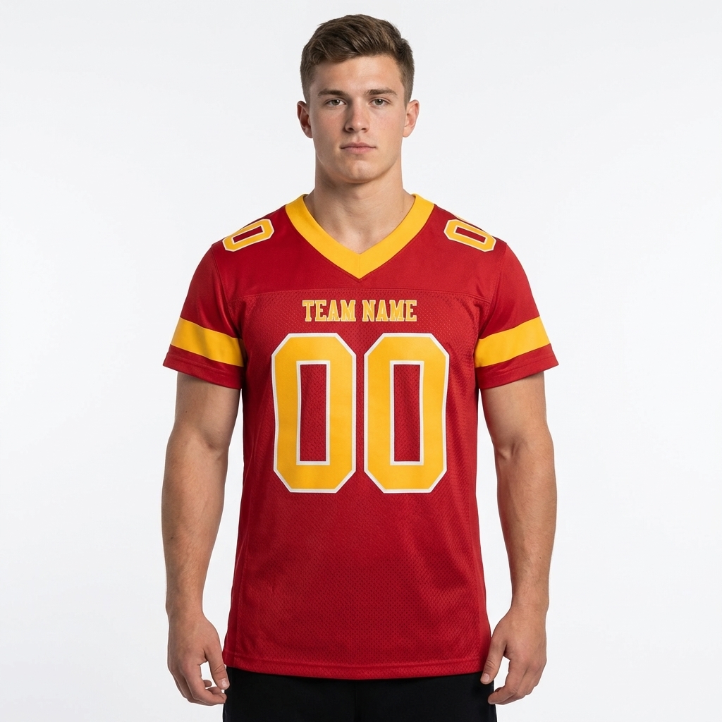 Custom Red & Gold/White Football Jersey