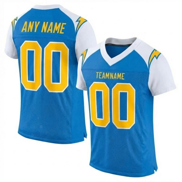 Custom Powder Blue & Gold/White Football Jersey