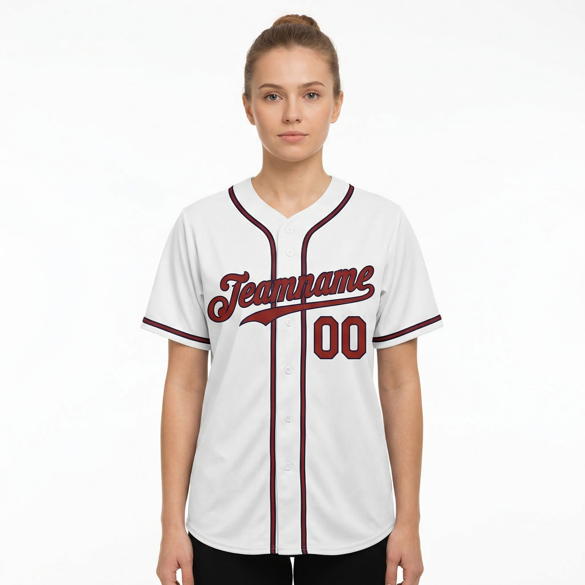 Custom White & Red/Navy Classic Fashion Baseball Jersey