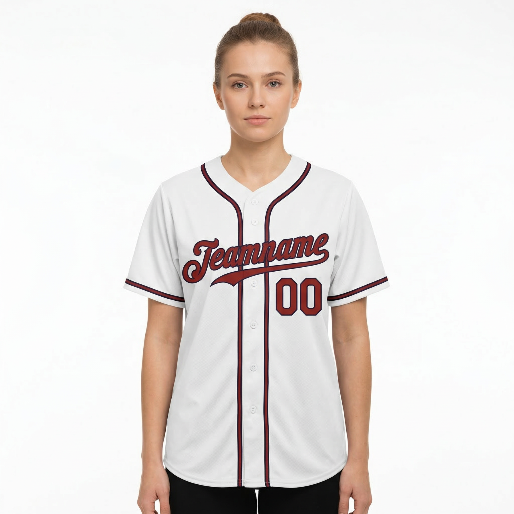 Custom White & Red/Navy Classic Fashion Baseball Jersey