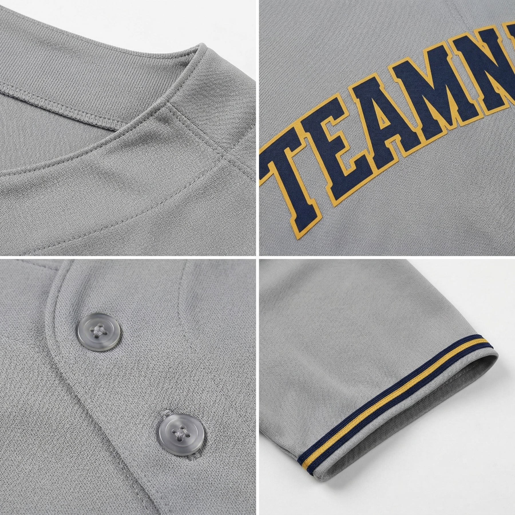 Custom Grey & Navy/Yellow Classic Fashion Baseball Jersey