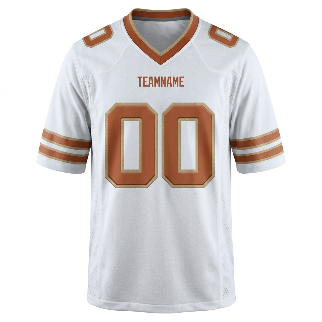 Custom White & Brown/Gold Football Jersey