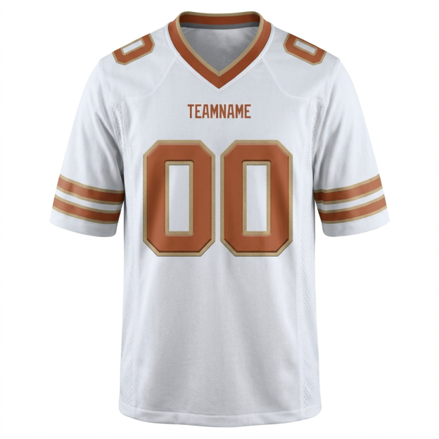 Custom White & Brown/Gold Football Jersey