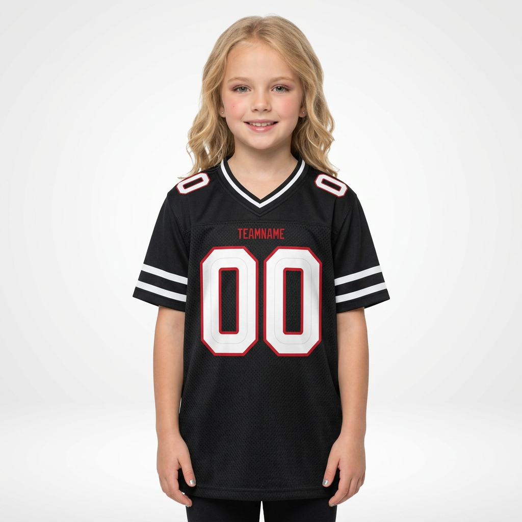 Custom Black & White/Red Football Jersey