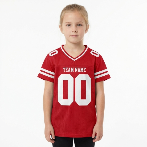 Custom Red & White/Grey Football Jersey