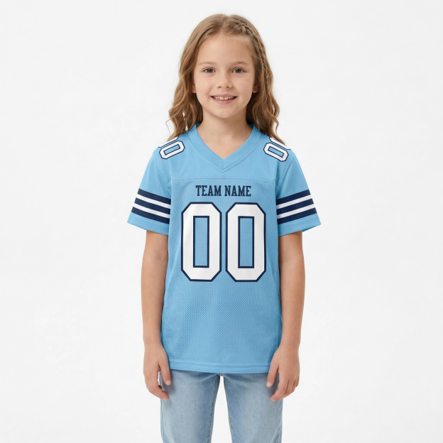 Custom Blue & White/Navy Football Jersey