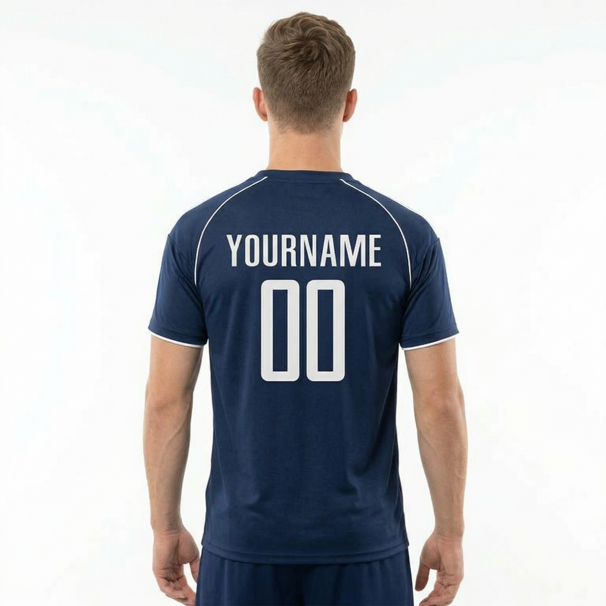 Custom Navy Blue & White Custom Soccer Jersey