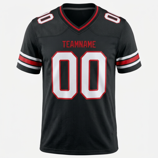 Custom Black & White/Red Football Jersey
