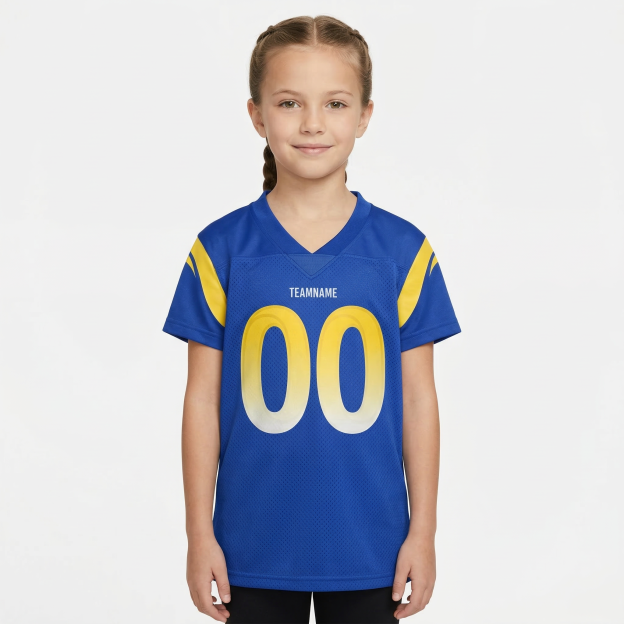 Custom Royal & White/Gold Football Jersey