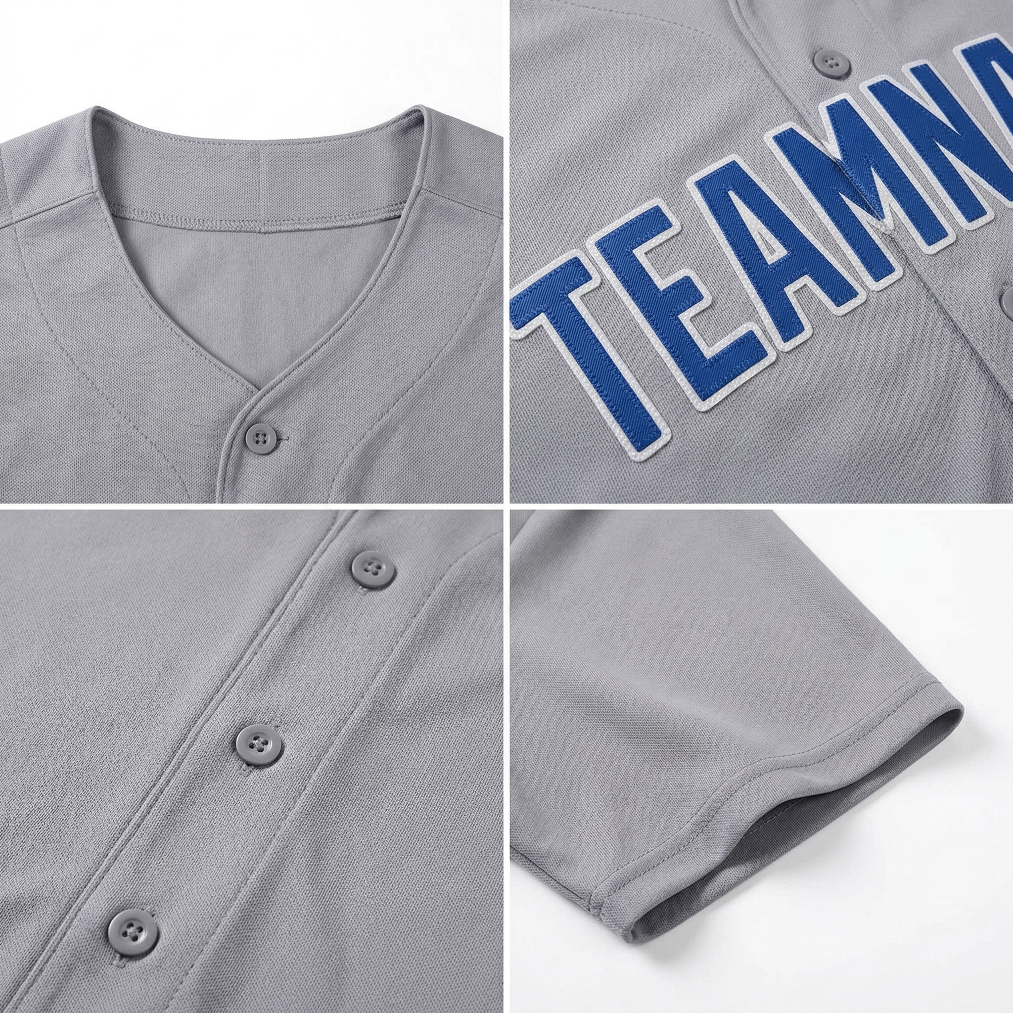 Custom Grey & Royal/Red Classic Fashion Baseball Jersey