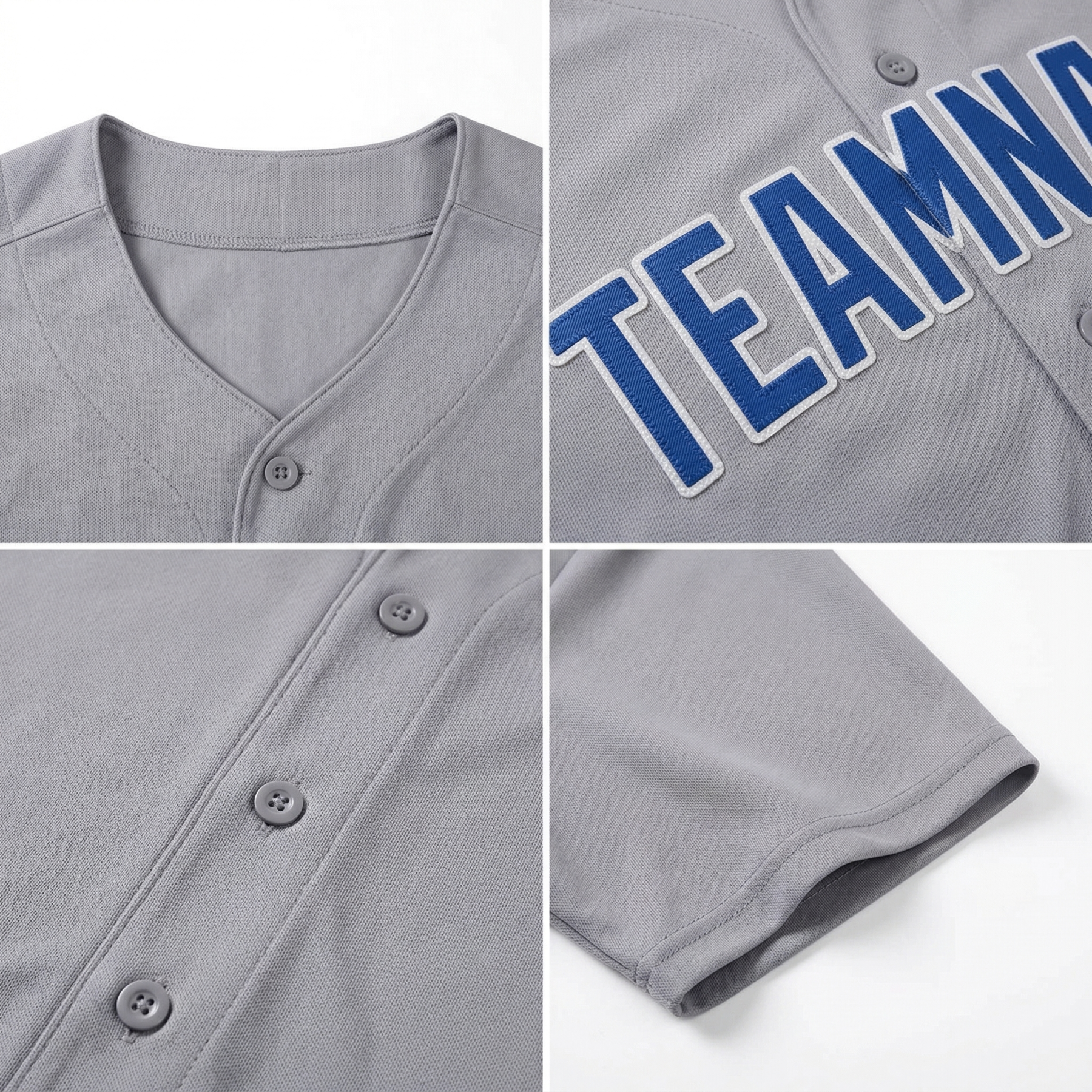 Custom Grey & Royal/Red Classic Fashion Baseball Jersey