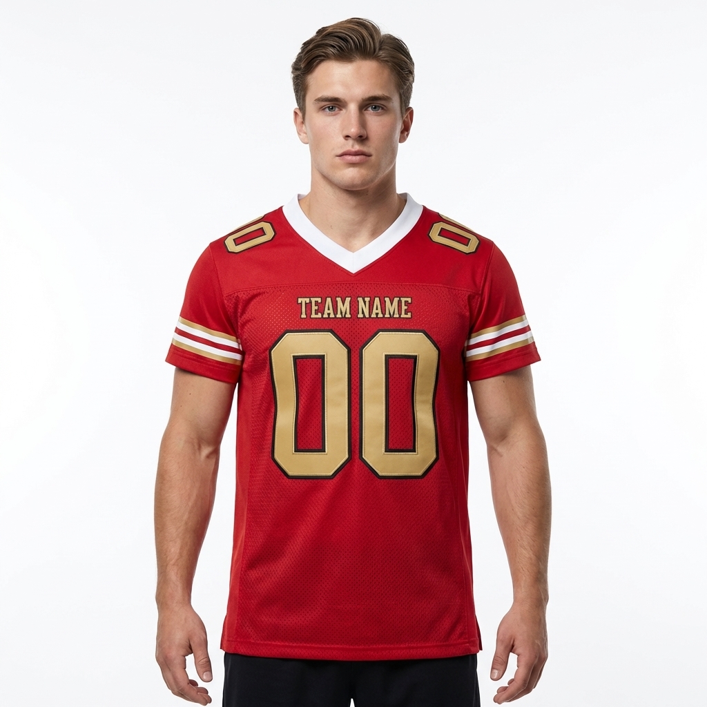Custom Red & Gold/Black Football Jersey