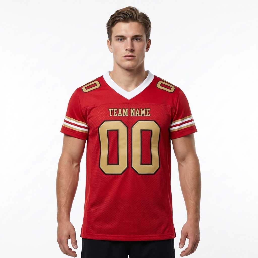 Custom Red & Gold/Black Football Jersey