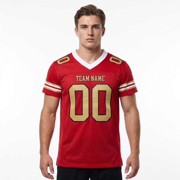 Custom Red & Gold/Black Football Jersey