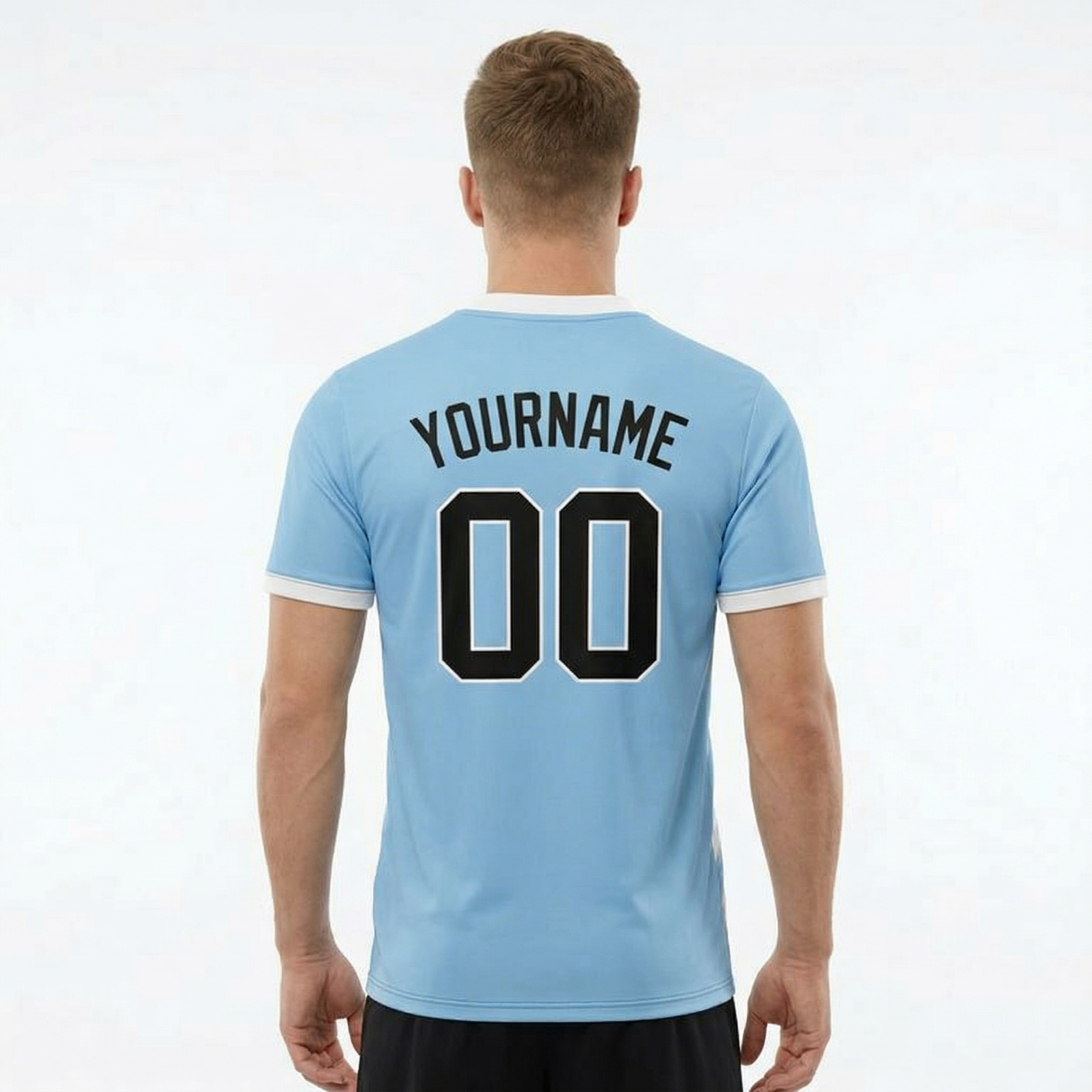 Custom Light Blue & Black/White Custom Soccer Jersey