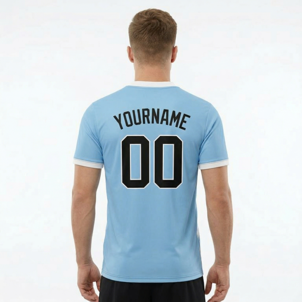 Custom Light Blue & Black/White Custom Soccer Jersey