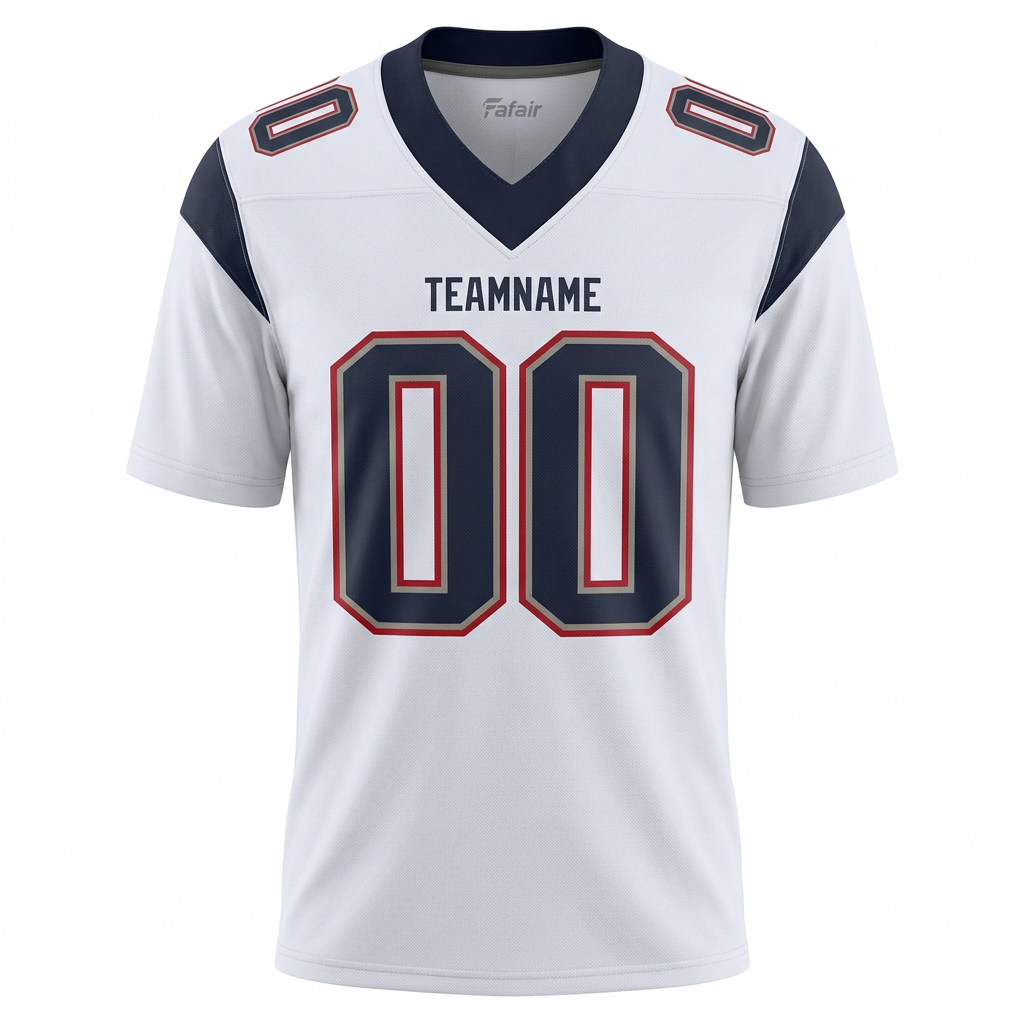 Custom White & Navy/Grey-Red Football Jersey