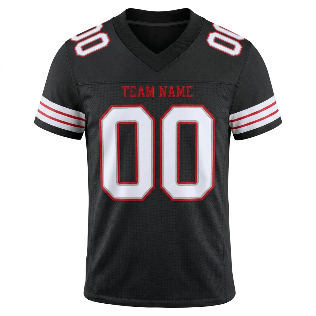 Custom Black & White/Red Football Jersey