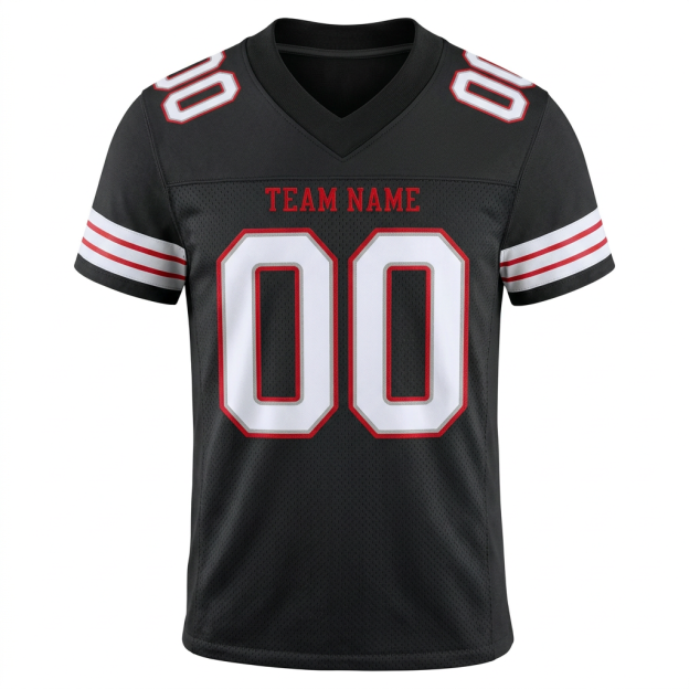 Custom Black & White/Red Football Jersey