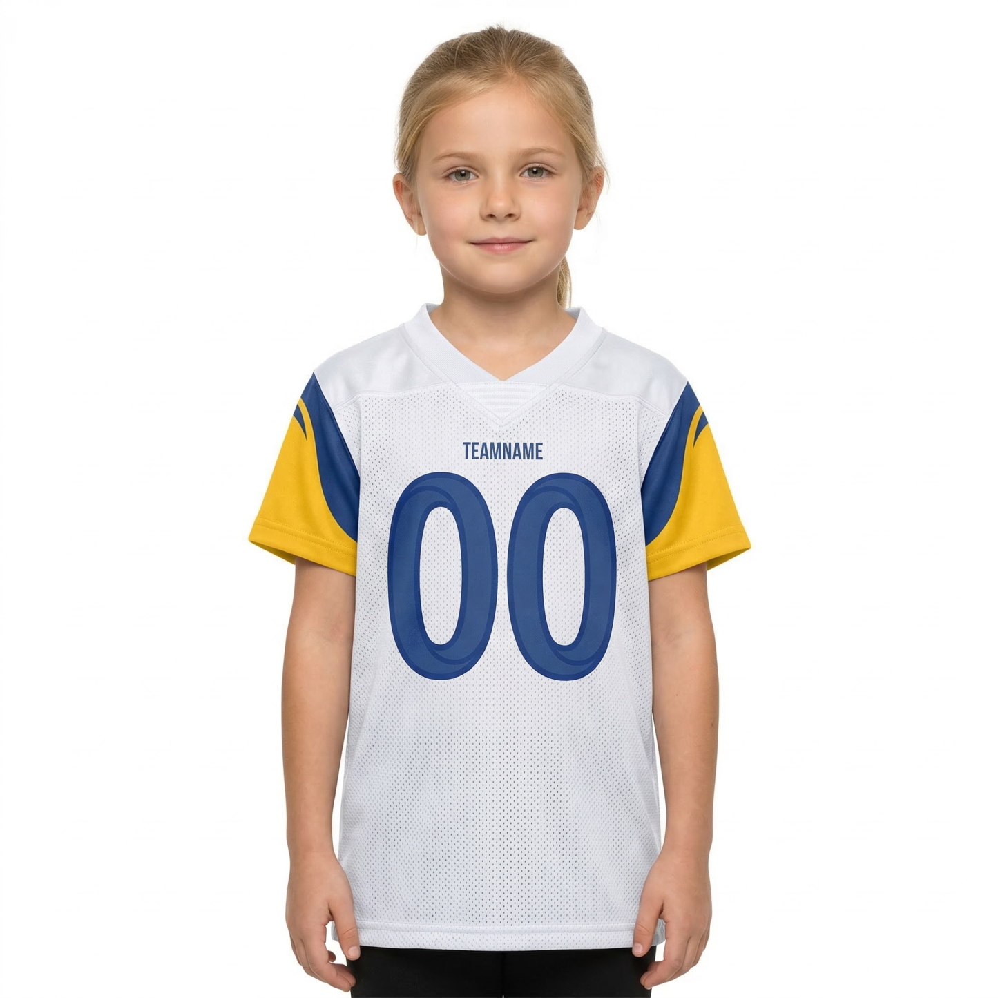 Custom White & Royal/Gold Football Jersey